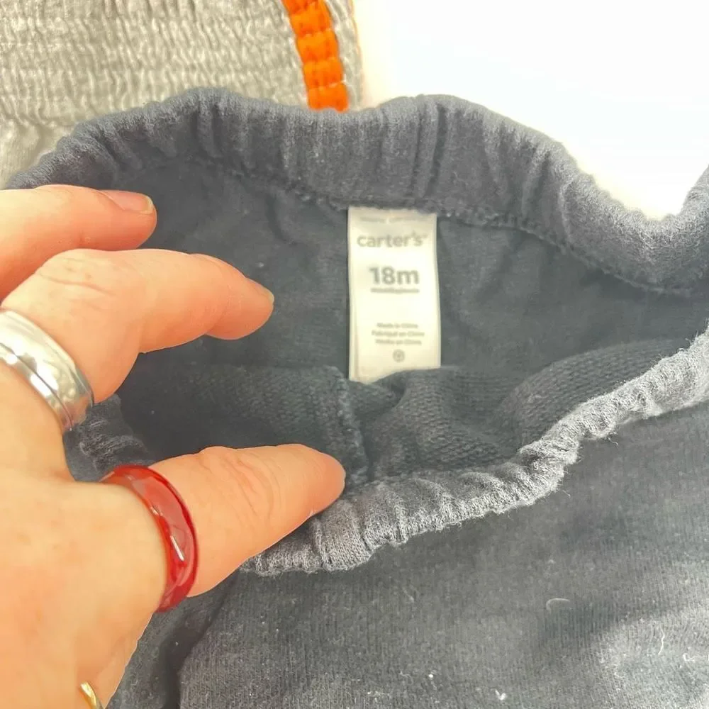 2 pair 18 months toddler pants joggers lightweight black grey grey orange